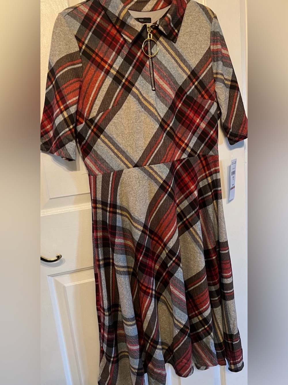R & K Knee Length Women’s Dress 3/4 Sleeves Collar Neckline Fit & Flare 12 NWT